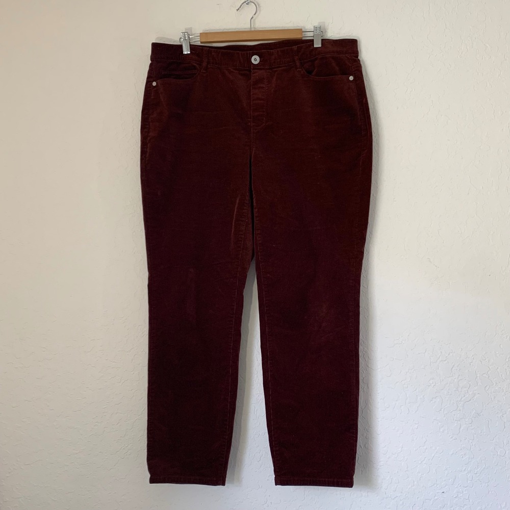 J.Jill Corduroy Pants Women XL Brown Straight Leg Stretch Dark Academia‎ Preppy